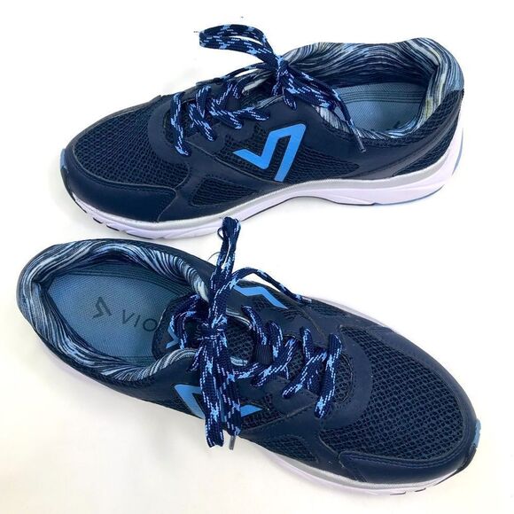 Vionic Satima Navy Light Blue Lace Up Athletic Performance Athleisure Sneakers - Picture 6 of 16